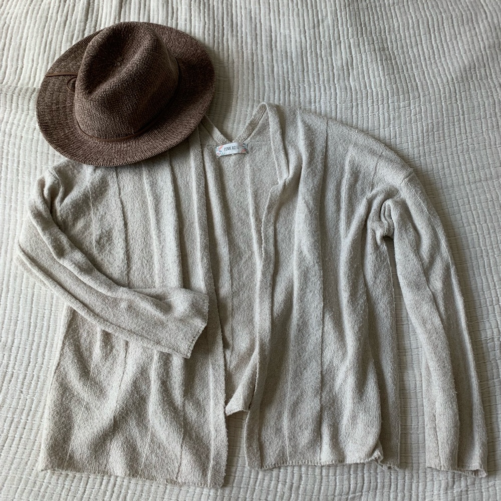 Pink Rose Soft Cream Cardigan